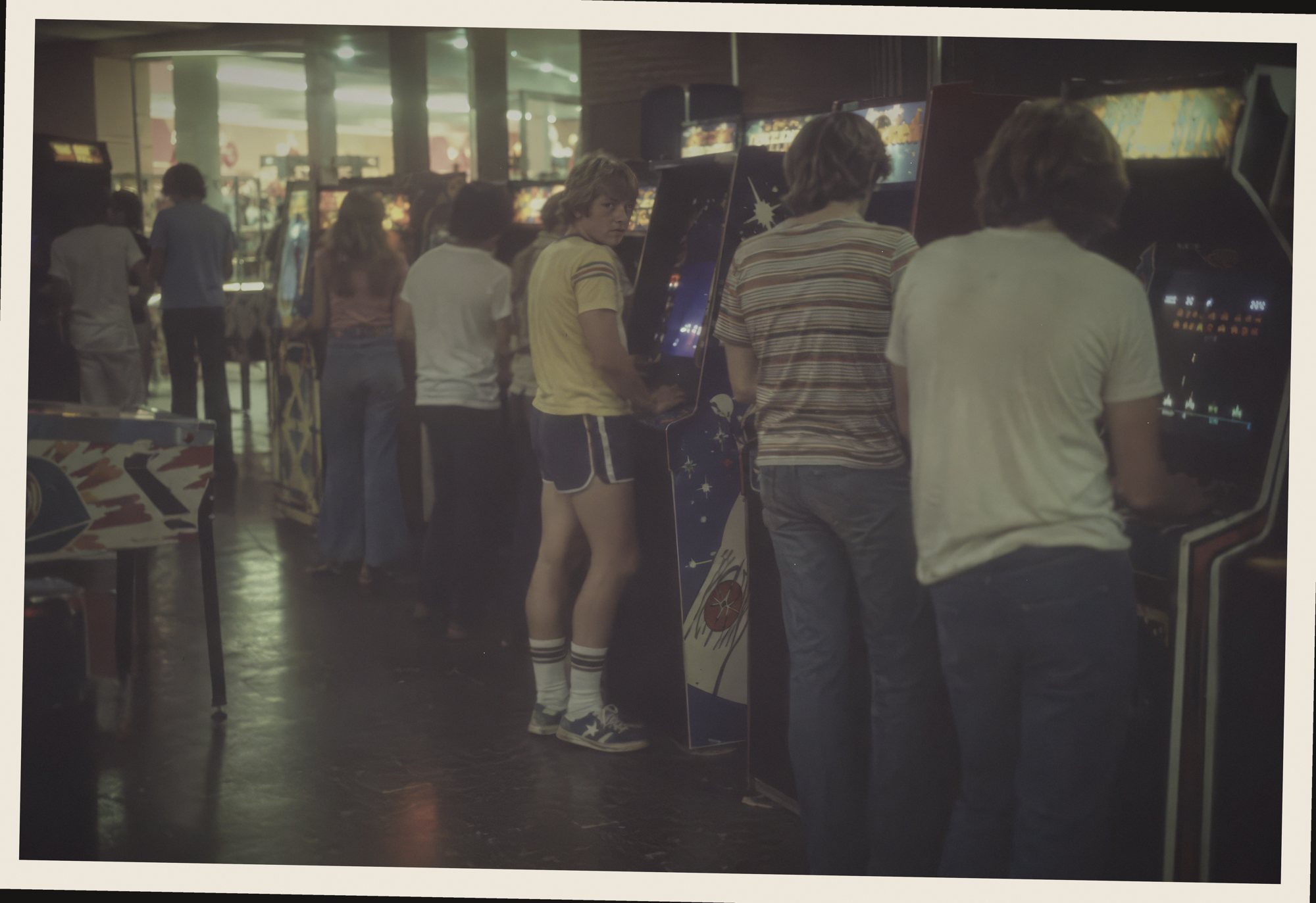 Mall arcade at night