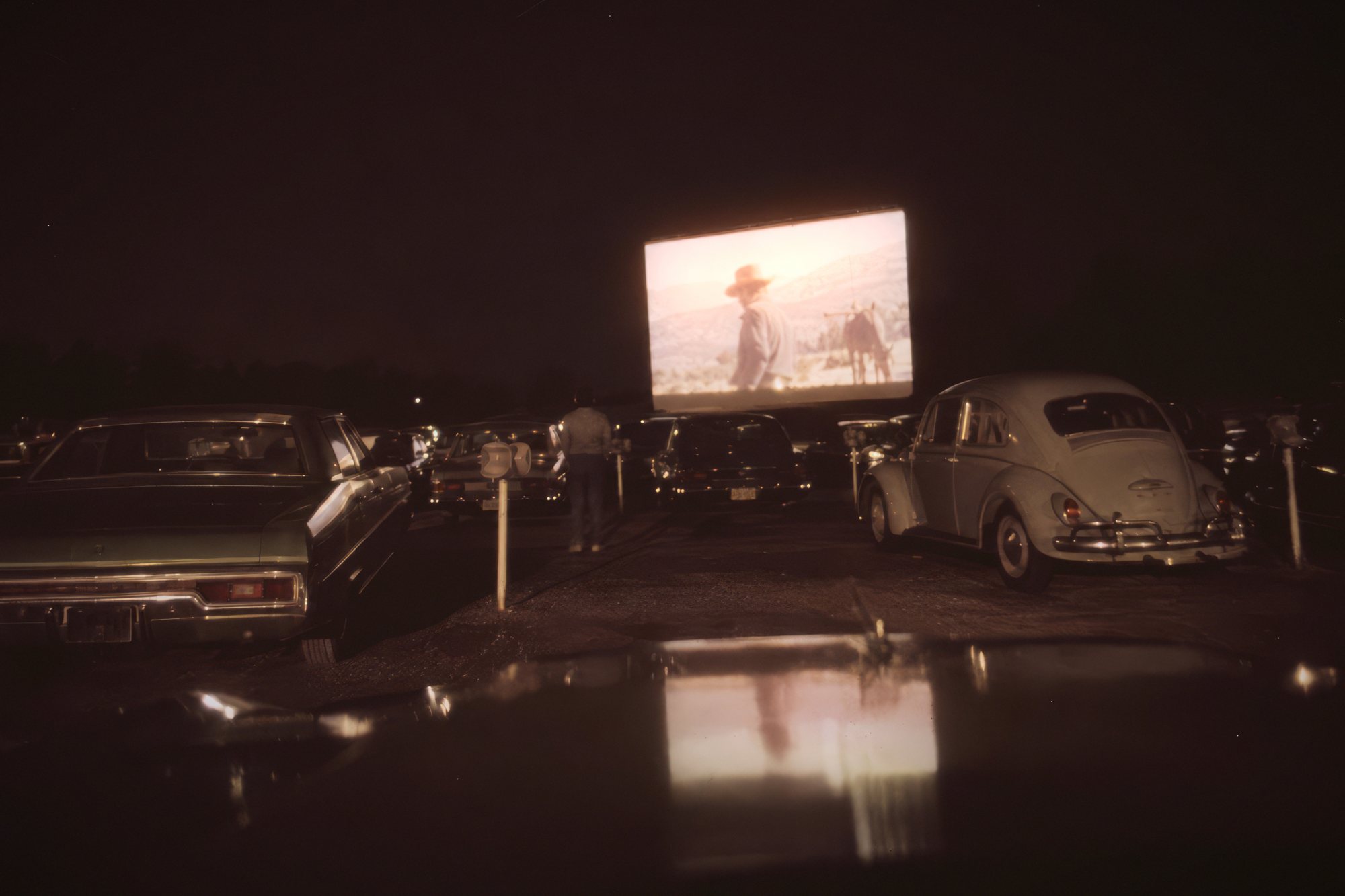 Drive-in theater at night